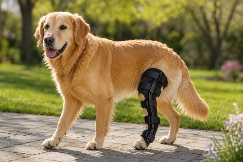Hund mit Orthese